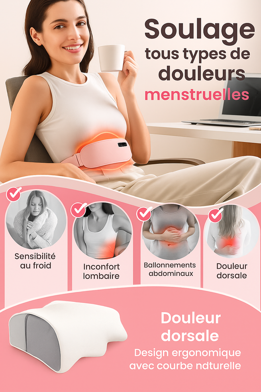 Ceinture Chauffante Menstruelle – Soulagement Instantané - Massage Relaxant