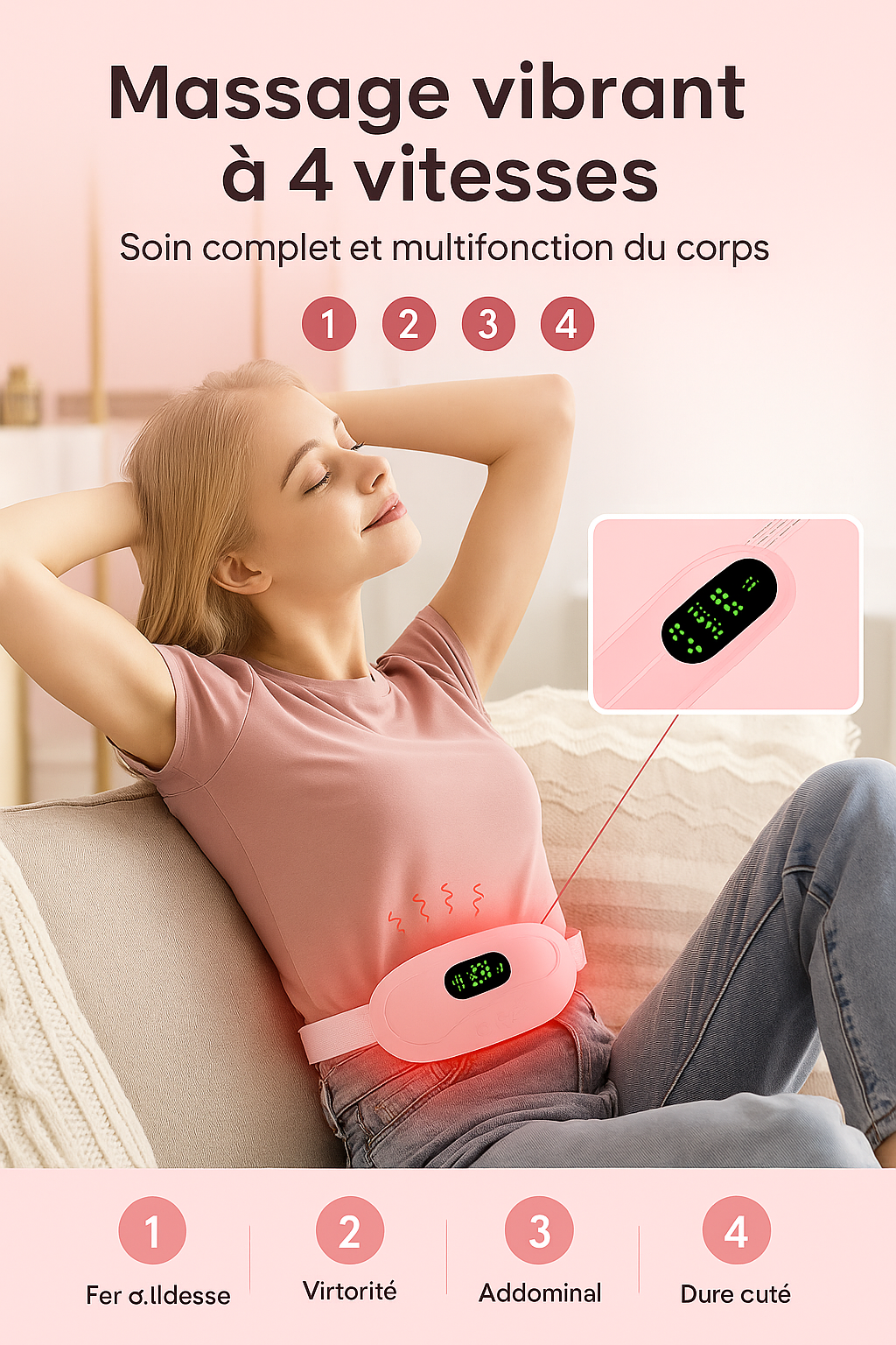 Ceinture Chauffante Menstruelle – Soulagement Instantané - Massage Relaxant