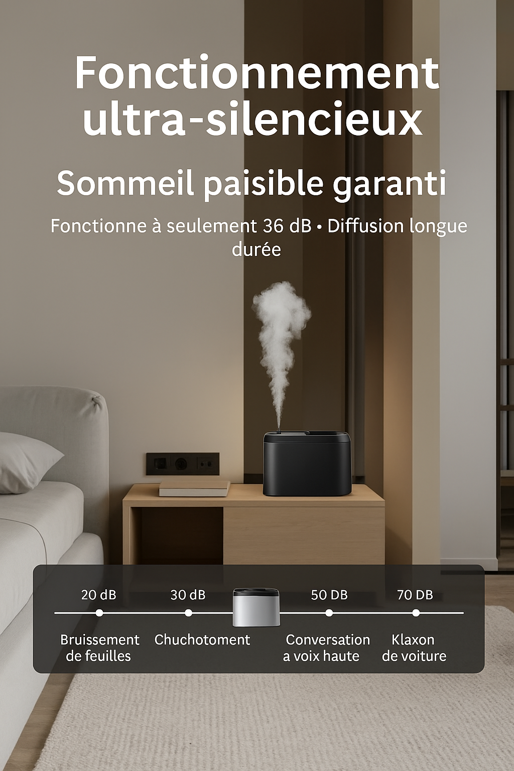 Diffuseur d’huiles essentielles Bluetooth – Purificateur d’air & Aromathérapie maison | MonConfortZen