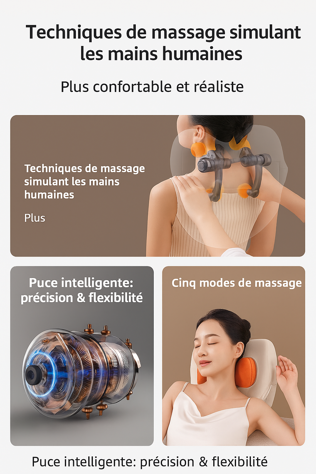 👉 Masseur Cervical Électrique Rechargeable – Shiatsu 3D avec Rouleaux Rotatifs & Chauffage