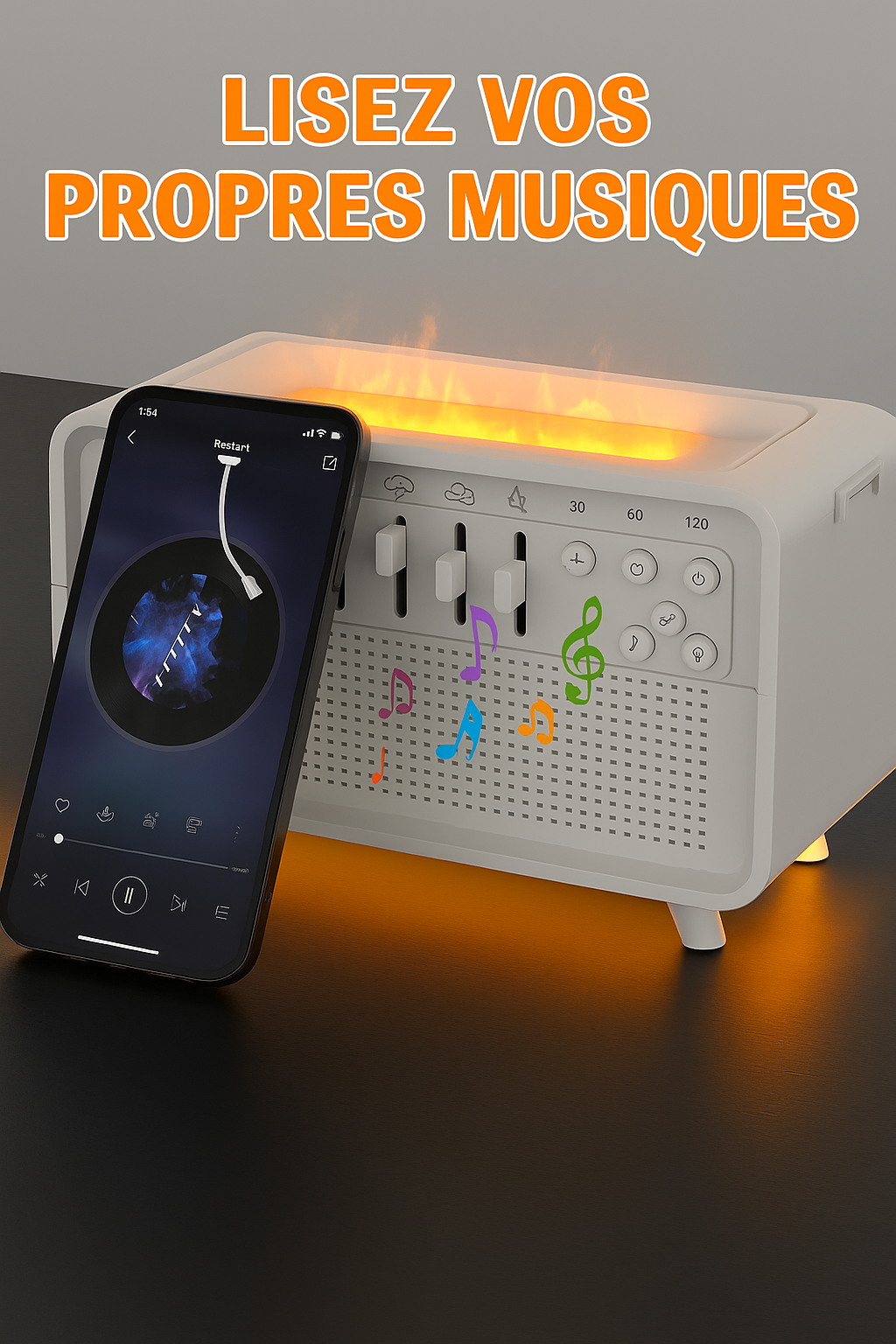 Enceinte Bluetooth HIFI 4-en-1 avec Bruits Blancs - Humidificateur - Veilleuse