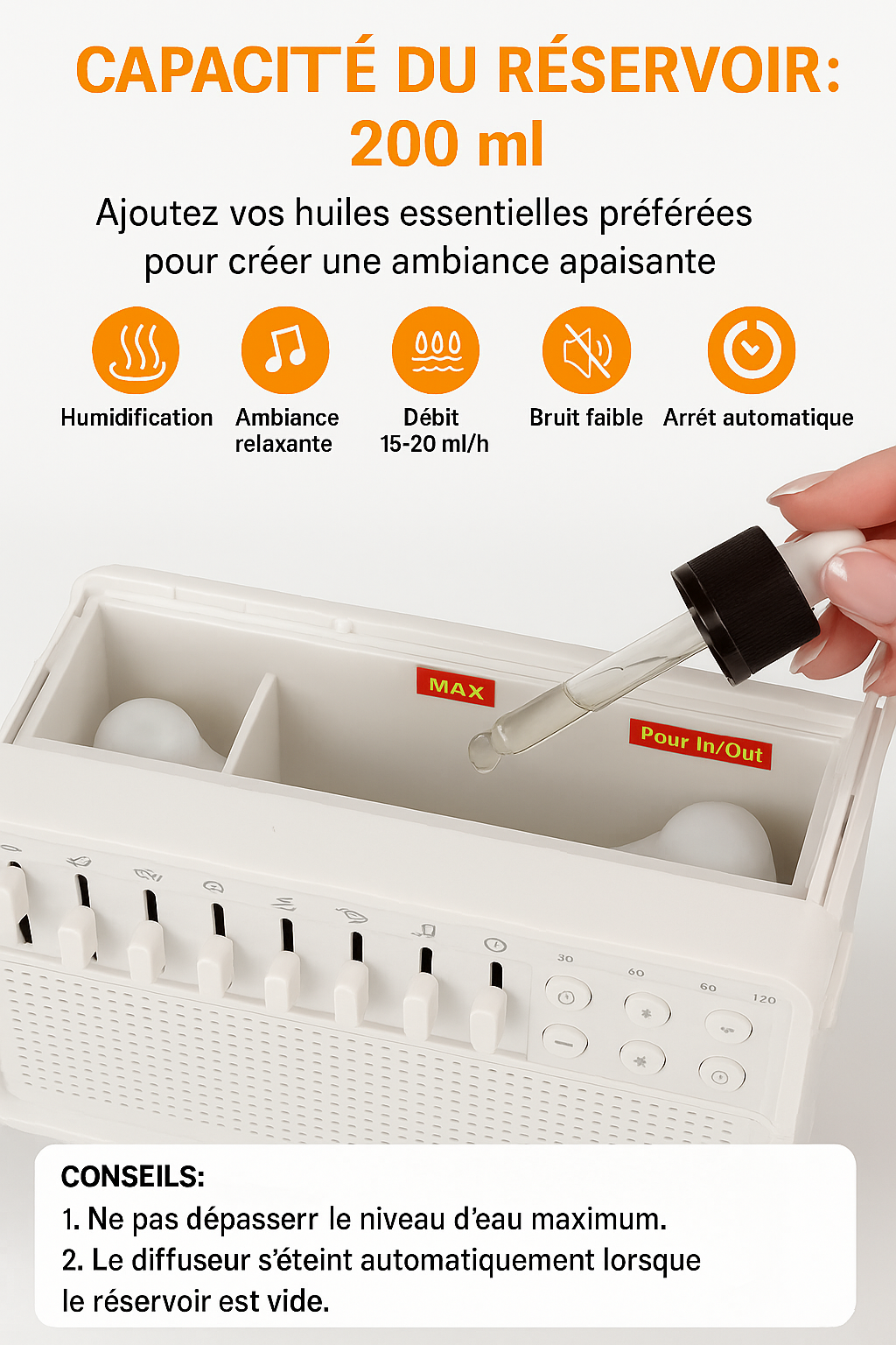 Enceinte Bluetooth HIFI 4-en-1 avec Bruits Blancs - Humidificateur - Veilleuse
