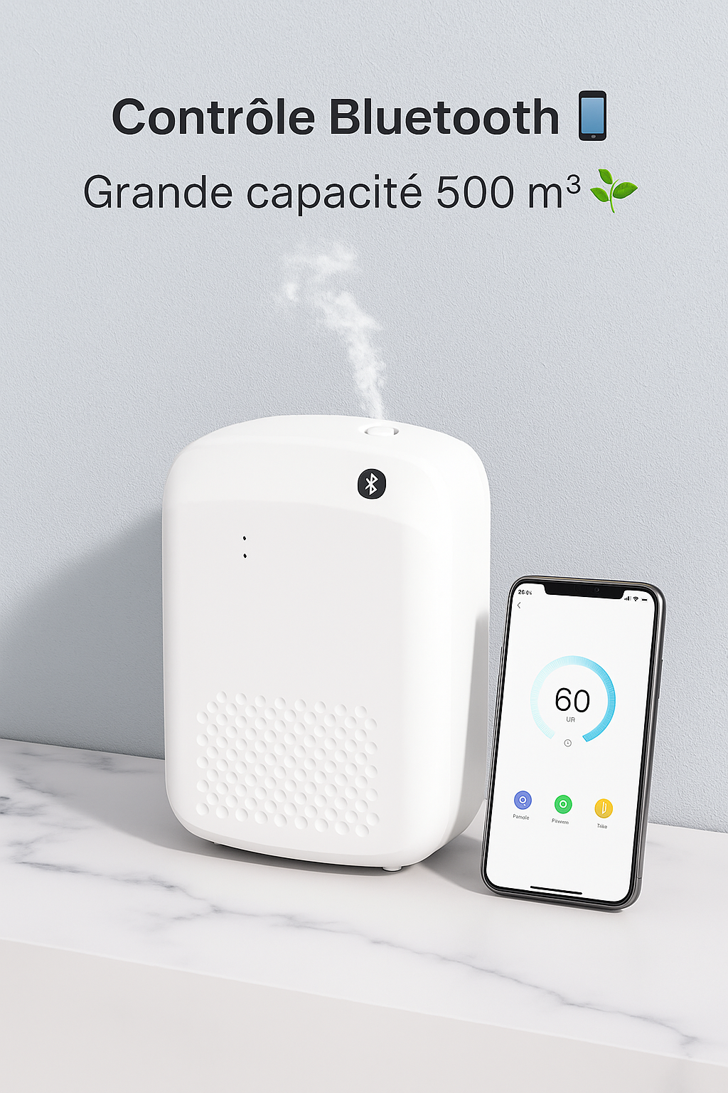 Diffuseur d’huiles essentielles connecté – Bluetooth & grande capacité 500m³ | MonConfortZen