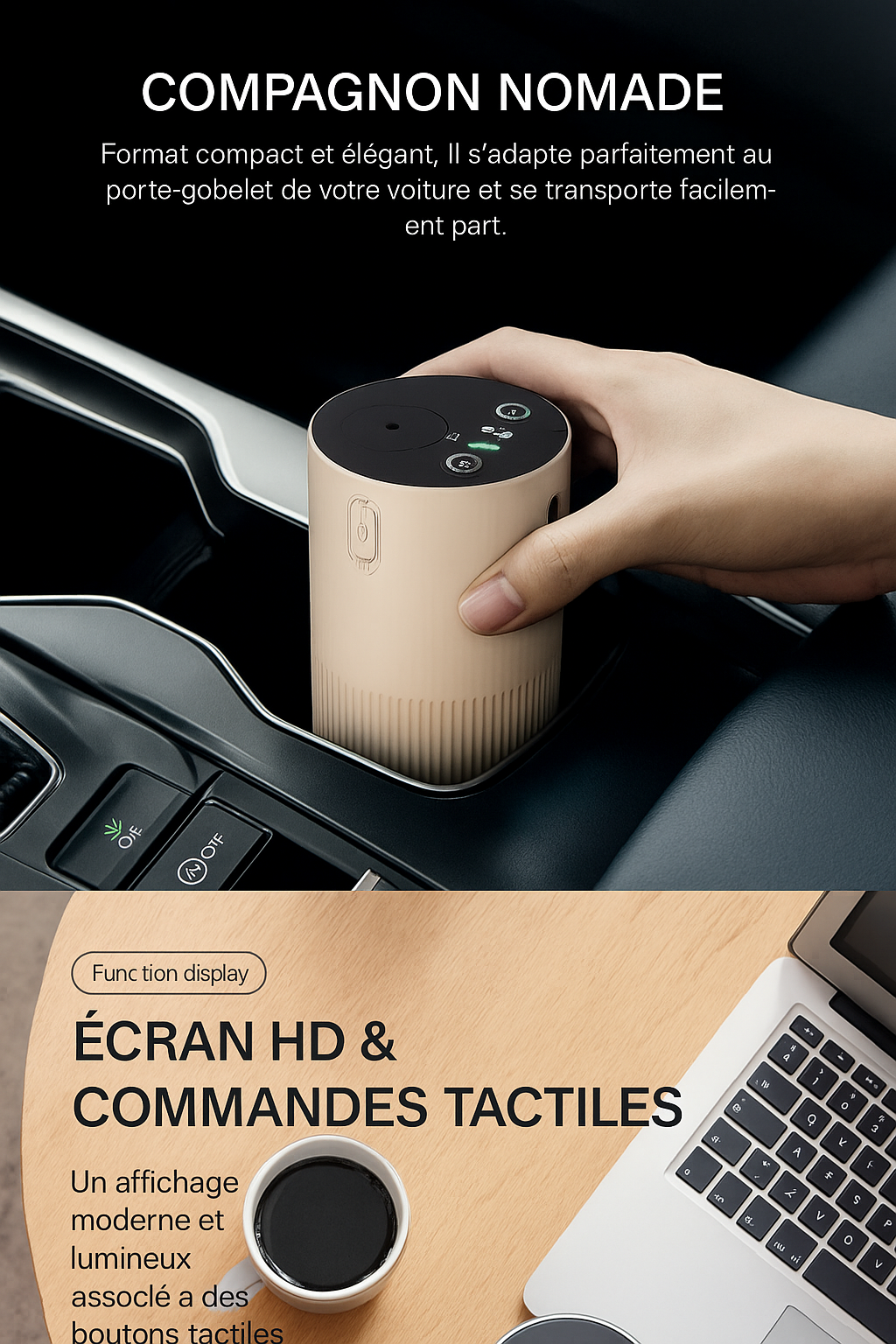 🌿 Diffuseur d’Huiles Essentielles Portable Sans Eau – Rechargeable - Compact