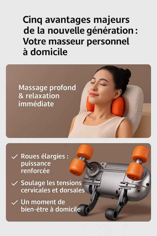 👉 Masseur Cervical Électrique Rechargeable – Shiatsu 3D avec Rouleaux Rotatifs & Chauffage