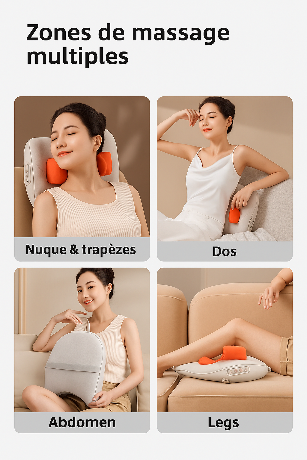 👉 Masseur Cervical Électrique Rechargeable – Shiatsu 3D avec Rouleaux Rotatifs & Chauffage