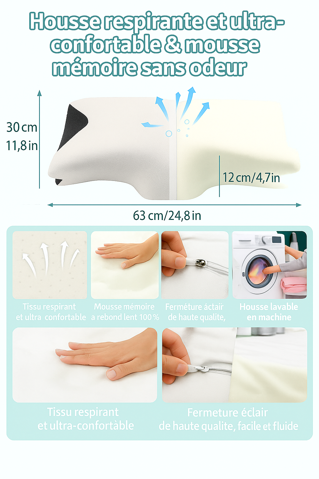 Oreiller Orthopédique Cervical Mémoire de Forme – Confort - Sommeil Réparateur