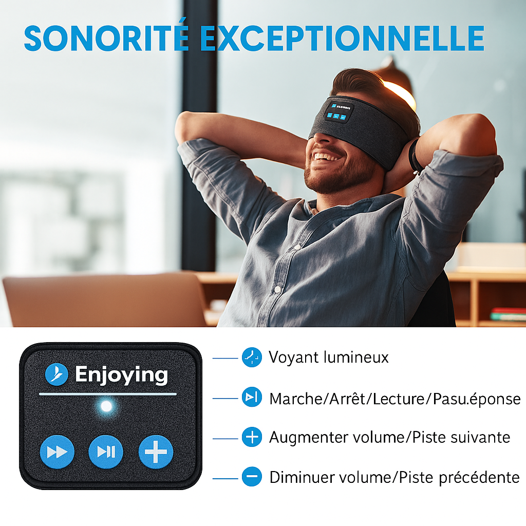 Bandeau Audio Bluetooth Xiaomi – Casque Sans Fil Confortable pour Sommeil - Sport