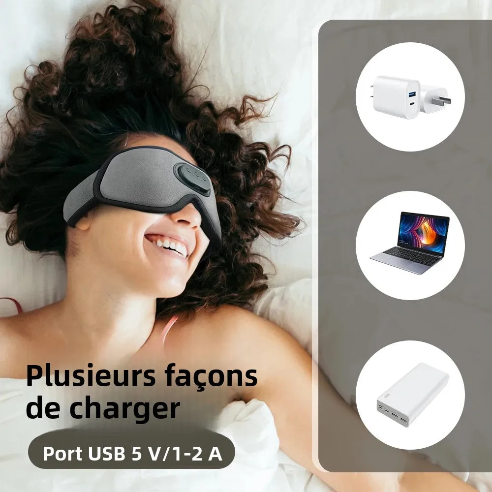 Masque de Sommeil Bluetooth Premium – Casque Audio Intégré 3D avec Réduction de Bruit